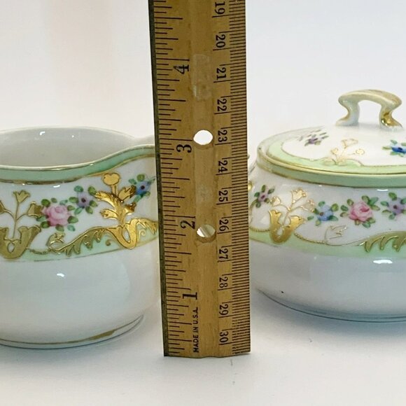 Antique Nippon Hand Painted Porcelain Creamer & Sugar Set - Picture 5 of 9